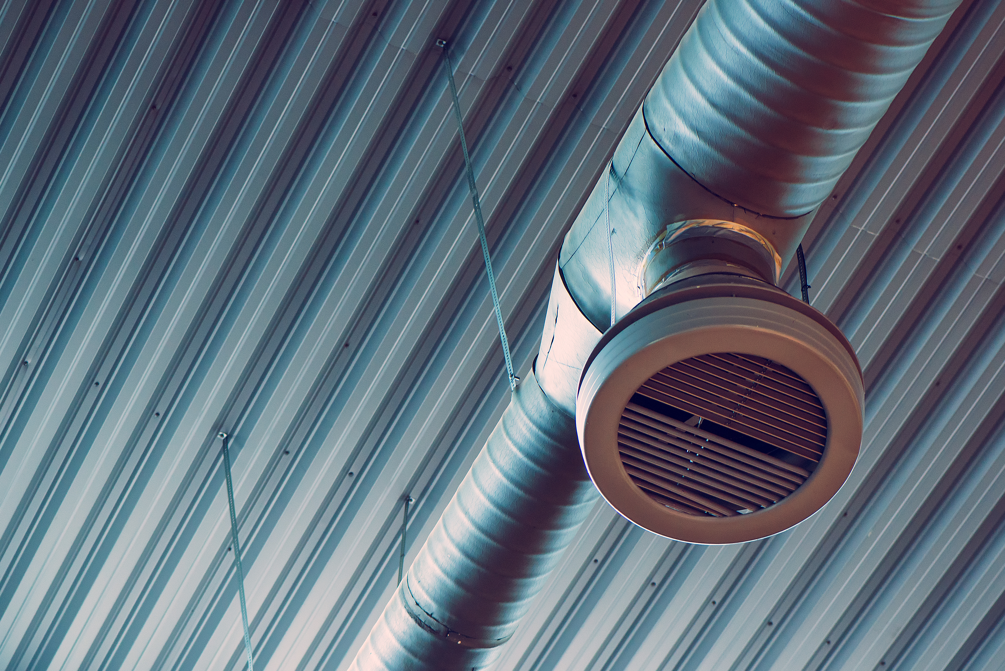 Industrial warehouse air ventilation system pipe